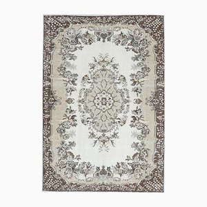 Tapis Oushak Oriental 6x9 Vintage Beige et Marron, Turquie