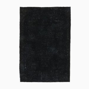 6x9 Vintage Turkish Oushak Handmade Overdyed Black Rug