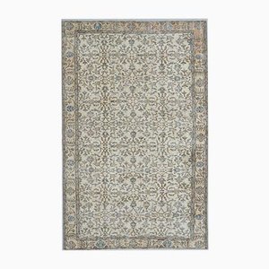 Tapis Floral Oushak Vintage Fait à la Main Beige, Turquie, 6x9