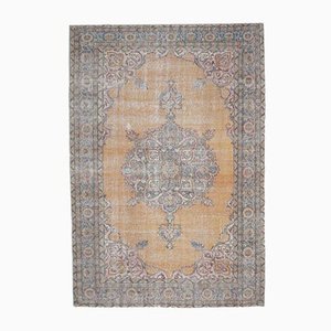 Tapis Oushak 7x10 Vintage Fait Main en Laine Orange