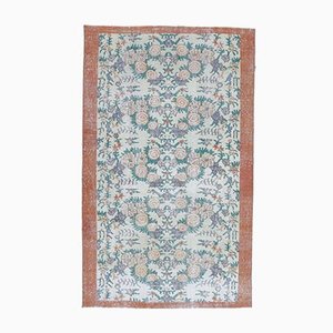 Tapis Oushak 4x6 Vintage Fait Main en Laine Orange, Turquie