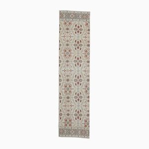 Alfombra Oushak turca vintage de lana beige de 2x95