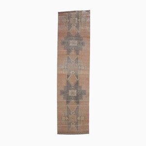 Tapis Oushak 3x13 Vintage Fait Main en Laine Rouge, Turquie