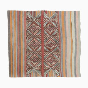 Tapis Kilim Vintage 4x4 Vintage en Laine d'Oushak Faite à la Main