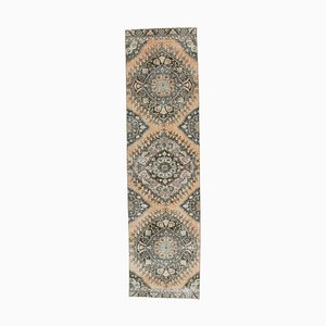 Tapis de Couloir Oushak 3x12 Vintage Fait Main en Laine Orange