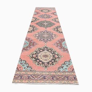 Tapis de Couloir Oushak 3x13 Vintage Fait à la Main en Laine, Turquie