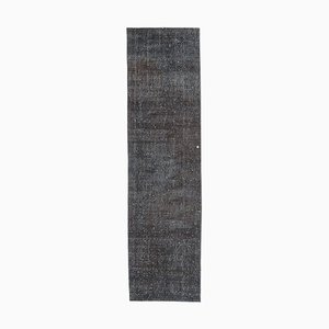 Tapis Oushak 3x10 Vintage en Laine Noire Fait Main Massif