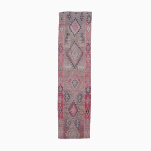 Tapis de Couloir 2x9 Vintage Oushak Fait Main en Laine Rose, Turquie