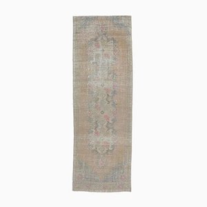 3x8 Vintage Turkish Oushak Handmade Wool Faded Runner Carpet