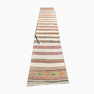 Tappeto Kilim Runner vintage fatto a mano di lana Oushak, Austria