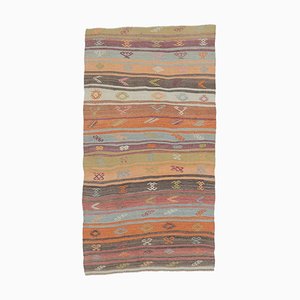 Tapis Kilim Oushak 3x5 Vintage Tissé à Plat Tissé de Laine, Turquie