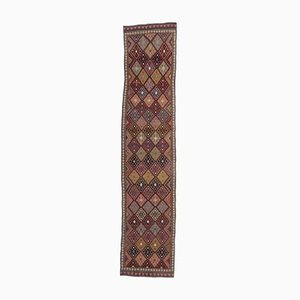 Tapis de Couloir Oushak 3x12 Vintage en Laine Orange Fait Main, Turquie