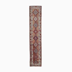 Tappeto Oushak vintage in lana rossa 3x13 a mano, Turchia