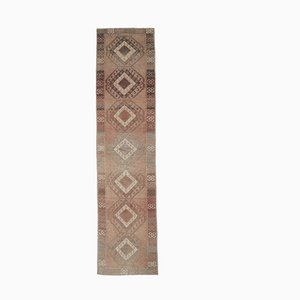 Tapis Oushak 3x10 Vintage Fait Main en Laine Rouge, Turquie