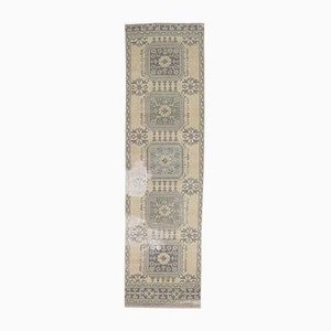 Alfombra de pasillo turca Oushak turca vintage 3x11 en beige