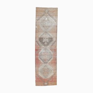 Tapis Oushak 3x11 Vintage Fait Main en Laine Rouge Délavé, Turquie