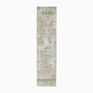 Alfombra Oushak turca vintage floral 3x10 hecha a mano