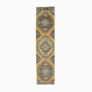 Tapis Oushak 3x14 Vintage Fait Main en Laine Orange