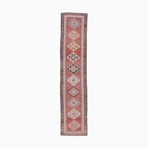 Tappeto Oushak vintage in lana rossa 3x13 a mano, Turchia