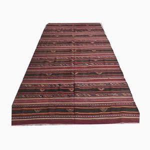 Tapis Kilim Oushak Vintage Fait à la Main en Laine Rouge, Turquie, 6x11m