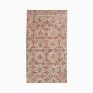 Tapis Oushak 4x8 Vintage Fait Main en Laine, Rouge