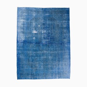 9x13 türkischer blauer Vintage Teppich in handgemachter Wolle