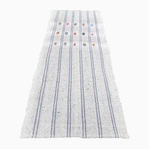 Tapis Kilim Runner Vintage en Laine Oushak 3x7 Turque