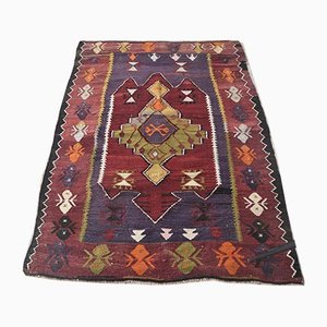 4x5 Vintage Turkish Oushak Handmade Wool Kilim Area Rug