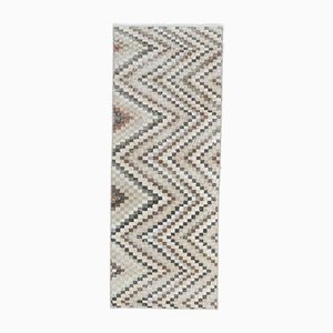 Tapis de Couloir 2x6 Vintage Oushak Zig-Zag Fait Main en Laine, Turquie