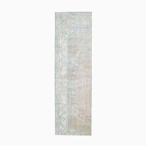 Alfombra de pasillo Oushak turca vintage 2x10 faded descolorida