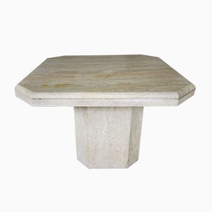 Table Basse Octogonale Vintage en Travertine, Italie, 1970s ou 1980s