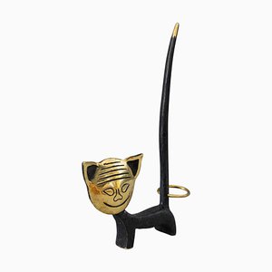 Brass Cat Ring Holder Attributed to Richard Rohac , 1950s