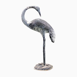 Hollywood Regency Brass Crane Bird Sculpture, 1960s