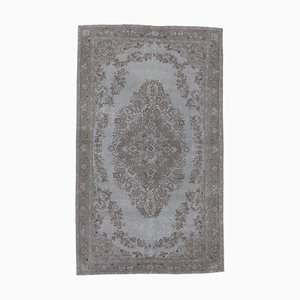 Alfombra turca vintage de lana hecha a mano gris