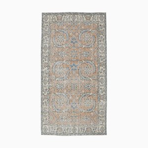 Tapis Oushak 4x7 Vintage Fait Main en Laine Orange, Turquie