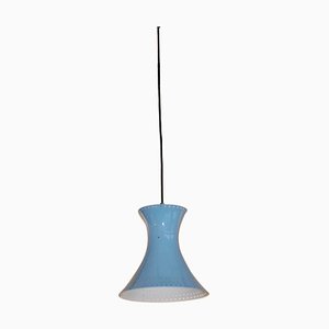 Lámpara colgante Diabolo austriaca Mid-Century de metal lacado en azul de JT Kalmar