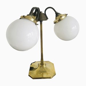 Brass & Milk Glass Table Lamp by Sage for Sage London, 1920s