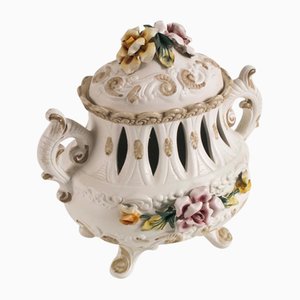 Hand-Decorated Ceramic Centerpiece from Capodimonte, 1920s