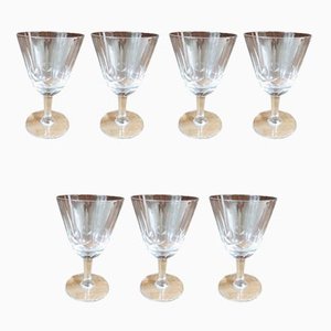 Crystal Wine Glasses, 1930s, Set of 7