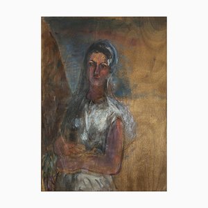 Peinture à l'Huile Portrait d'A Girl Antonio Feltrinelli - 1930s