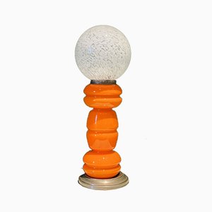 Italienische orangefarbene Tischlampe aus geblasenem Muranoglas von Carlo Nason für Mazzega, 1965