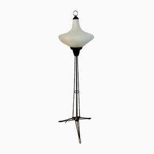 Lampadaire Tripode en Verre Opalin, Italie, 1950s