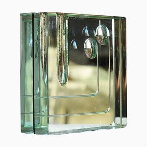Soliflore Vase aus Geschliffenem Glas & Chrom von Fontana Arte, 1950er