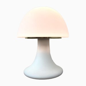 Modell 6329 Tischlampe aus Weißem Glas Mushroom von Glashutte, 1970er