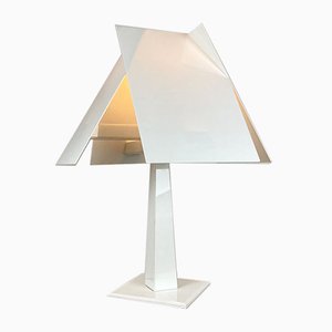 Lampe de Bureau en Verre Blanc, Italie, 1980s