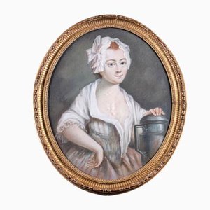 Pittura ovale color pastello di Milk Girl, XVIII secolo