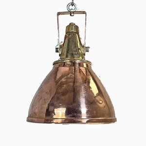 German Industrial Copper & Brass Ceiling Lamp, 1970s