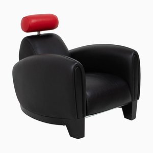 DS-57 Black and Red Leather Armchair by Franz Romero for De Sede