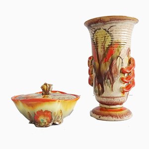 Vintage Lidded Box by Streuler & Vase by Dümler & Breiden, Set of 2