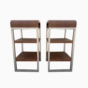 Stainless Steel and Rosewood Shelves, 1970s, Set of 2